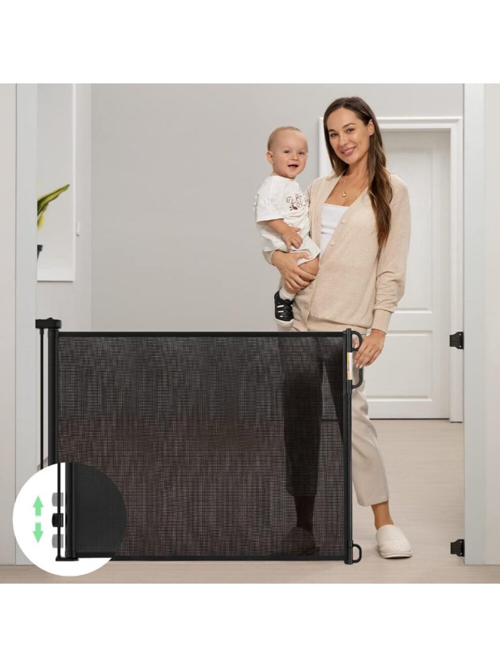 Retractable Mesh Baby Gate & Dog Gate - Adjustable Safety Barrier for Home